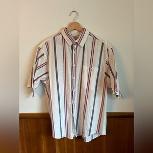 Jordache Man Vintage Men's Striped Button Down Shirt - Red, Turquoise, White